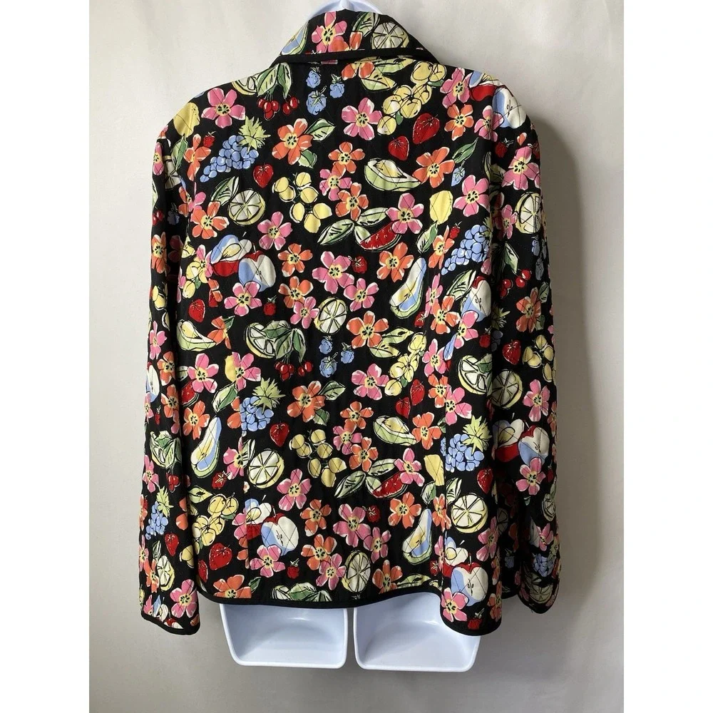 Requirements Woman Quilted Jacket Size‎ 1X Fruity Floral Bloomcore Art To Wear
